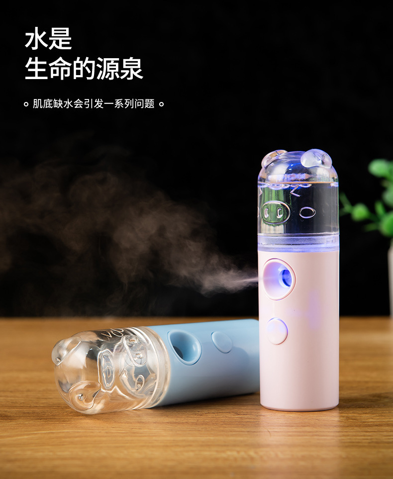 夏季爆款便携式纳米脸部加湿喷雾器 手持补水仪美容迷你幸运猪