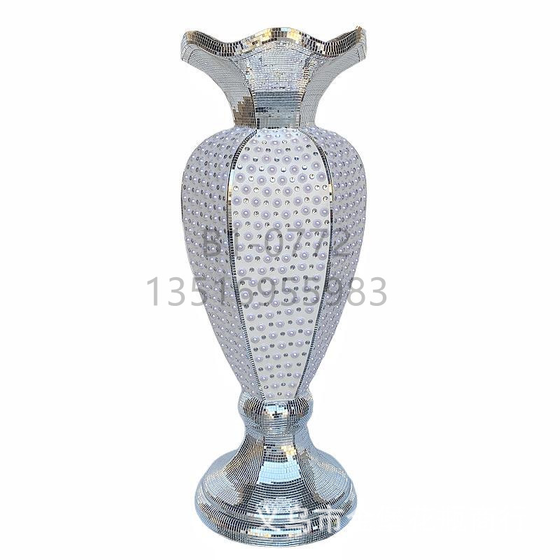 Glass-coated sandblasted European-style ceramic large vase, 100 cm flower vase, floor-standing vase, stage background decorative item, Golden castle vase