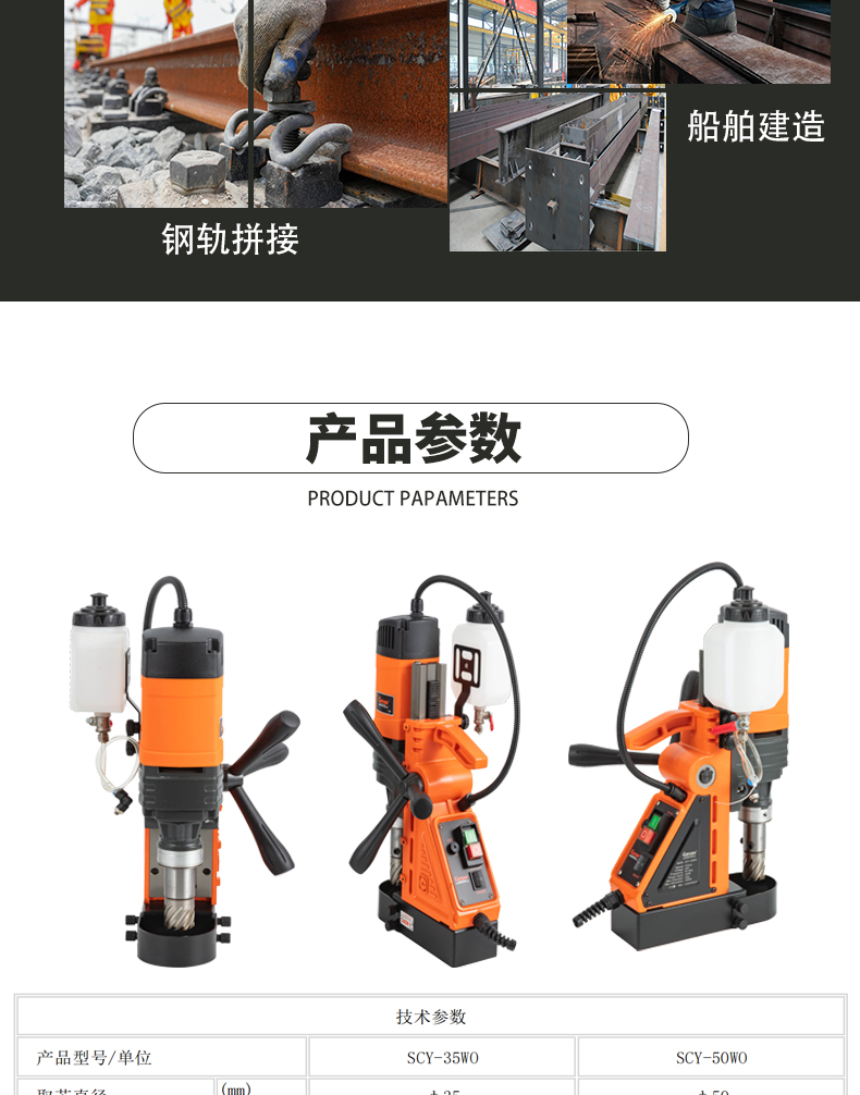 CAYKEN磁座钻工业级磁力钻双燕尾吸铁钻磁铁钻多功能取芯钻空心钻详情5