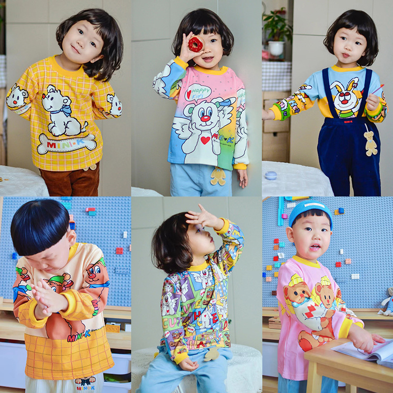 【三批8月上】22秋冬MINIK日本小众童装儿童可爱全棉套头宽松卫衣