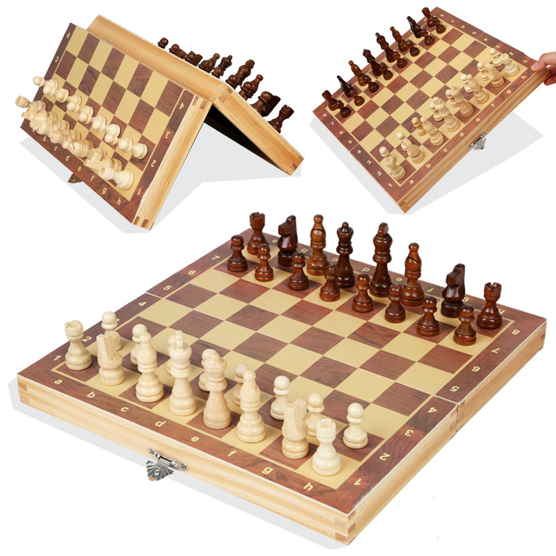 跨境木制圆角可折叠棋国际象棋 优质木材高品质 磁性国际象棋玩具详情图5