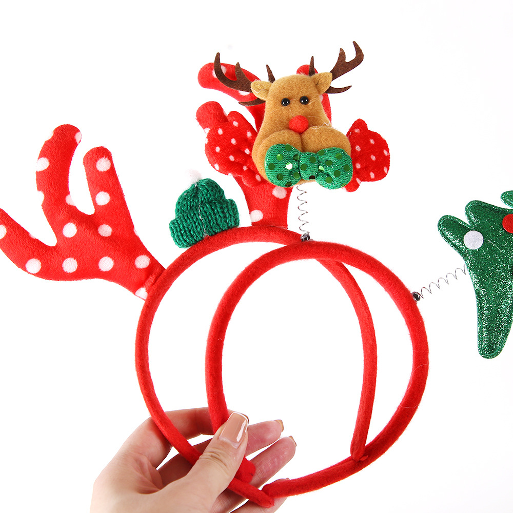 Christmas headband Elk antlers Five star headband Christmas decorations Plastic headbuckle for children Party decorations Christmas Headband Headband toy Specification drawing