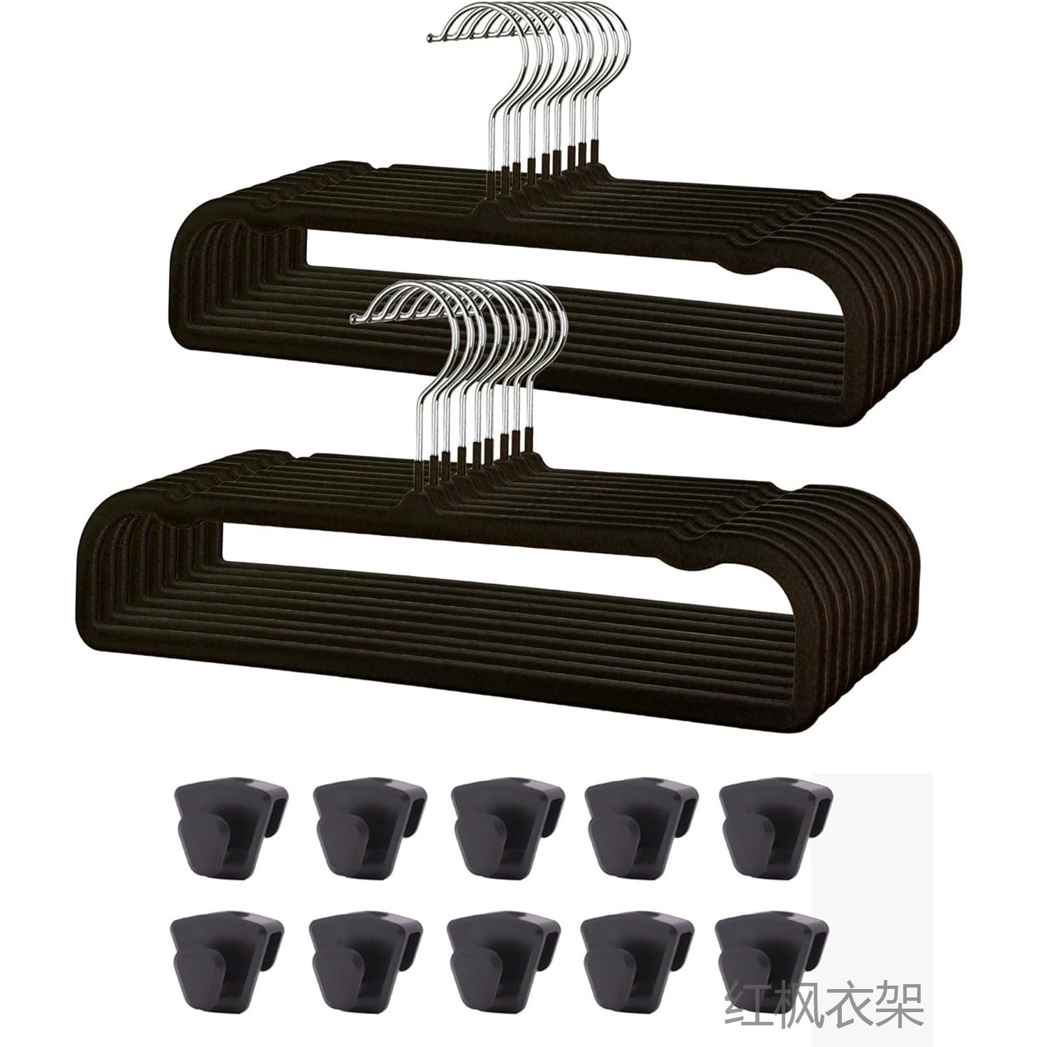 方形植绒衣架多功能整理收纳用防滑无痕天鹅绒衣架裤架衣橱衣服架详情图1