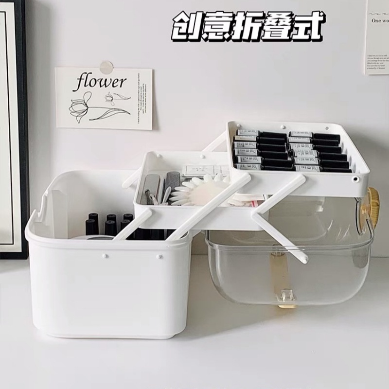 亚马逊化妆品收纳盒防灰尘塑料储物盒药箱家用医药箱便携式急救箱 details Picture