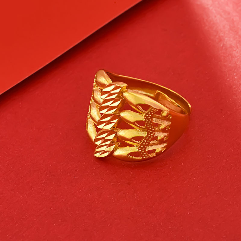 Chuangmei Jewelry's 24K gold-plated open ring, a unique and retro design ring for women, is a wedding ring Specification image