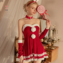 圣诞节套装洋气氛围绒绒甜美修身少女连衣裙性感情趣内衣抹胸1915