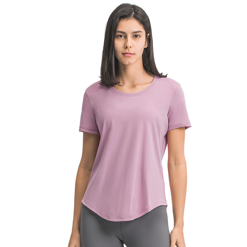 Spring and Summer new nude slimming sportswear short-sleeved T-shirt DS075 for women, casual and versatile outerwear for running, fitness and yoga Item Picture