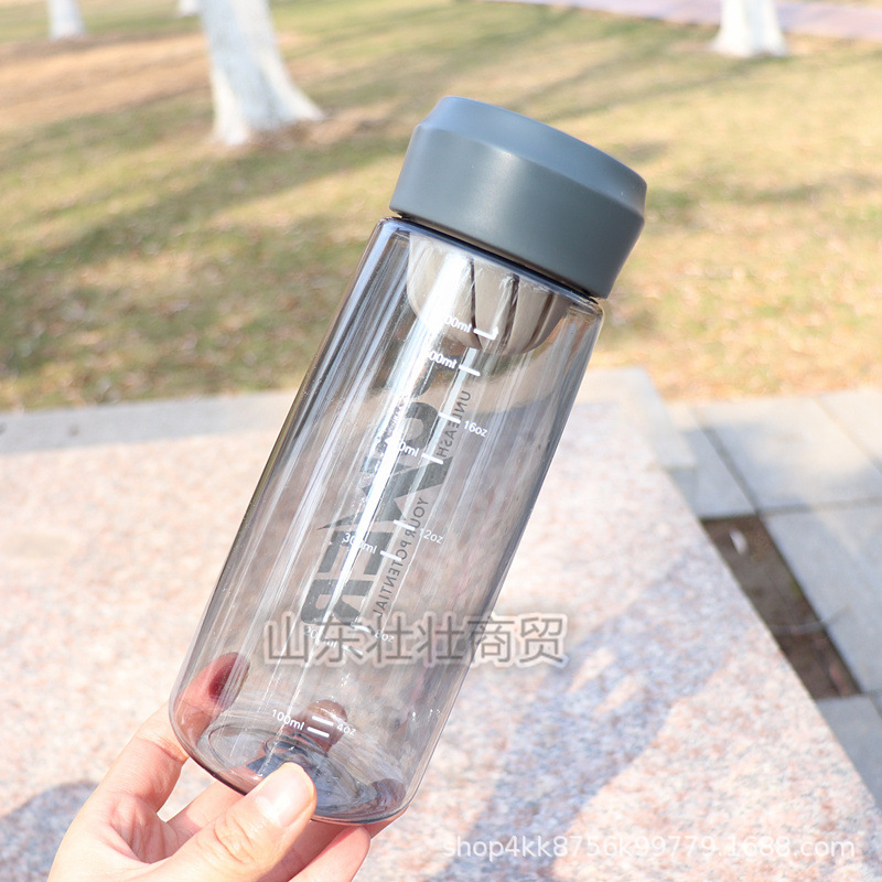 新款创意可爱提手透明塑料杯带刻度茶漏便携运动水杯礼品杯子简约详情图3