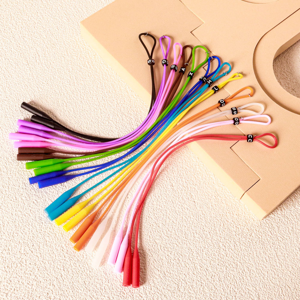Silicone round-head snap-on eyeglass lanyards, adjustable lanyards for adults and children, anti-slip and anti-drop extended eyeglass lanyards accessories details Picture