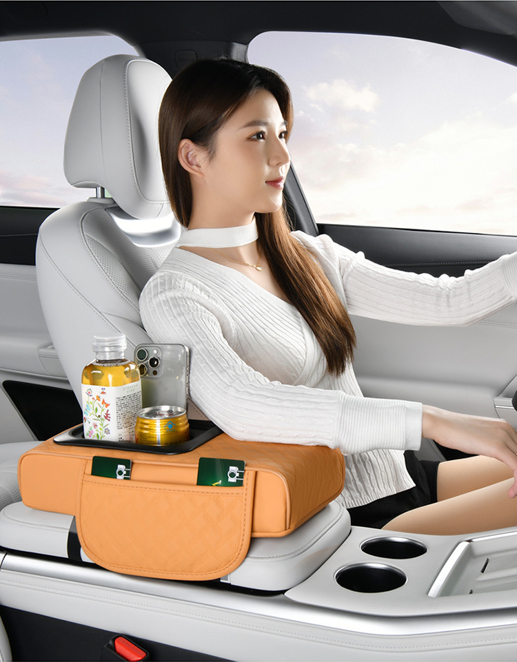 厂家跨境款汽车扶手箱垫垫车载中央扶手收纳袋水杯架增高可收纳详情5