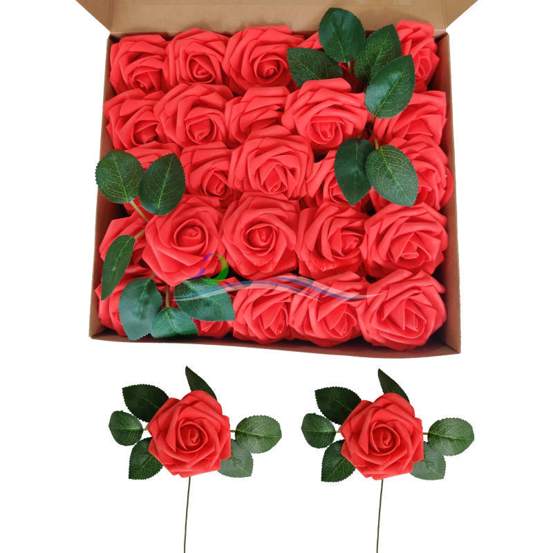 8cm Wedding Valentine's Day diy artificial flower bouquet gift box, 50 artificial roses in PE foam box Item Picture