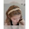 2025 New best-selling hairband for women, high top of the head, fabric mesh, pearl, women, toothed facial cleansing hairband details Picture