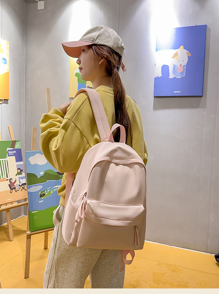 书包女ins 小清新高中生双肩包女纯色少女旅行背包男耐磨休闲背包详情2