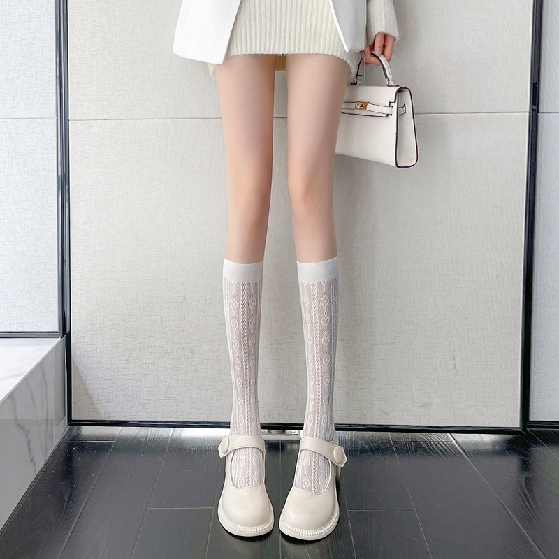 White stockings, lace lolita calf socks, women's mid-calf socks, jk long calf lace, Japanese Lolita pile socks Item Picture