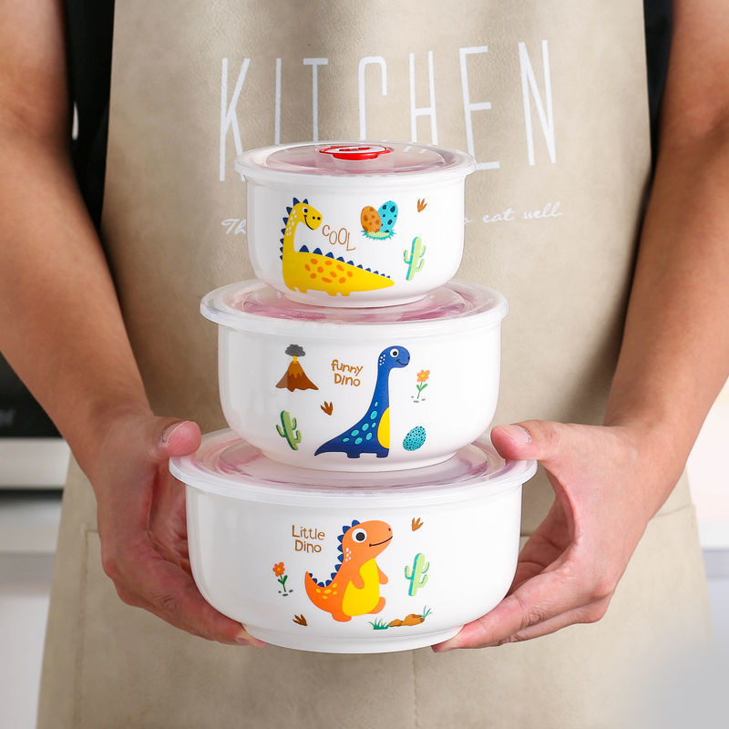 Fresh-Keeping Bowl Three-Piece Ceramic Sealed Box With Lid Microwave Lunch Box Instant Noodle Bowl Bento Box For Office Workers Application Scenario