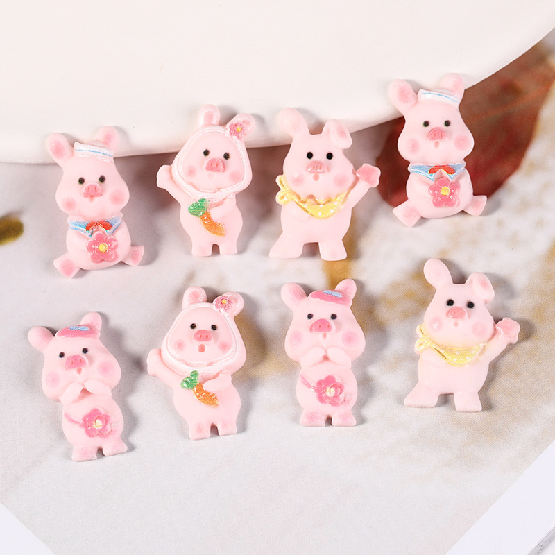 Resin accessories, cartoon cute little pigs, diy cream glue phone cases, patches, water cups, storage boxes, hair accessory materials Application Scenario