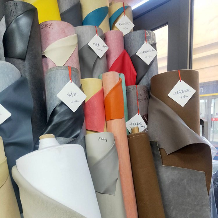 Wholesale of 1.8MM thick PU textured sole plain weave material for bags, shoes and clothing, litchi weave PVC artificial leather Application Scenario