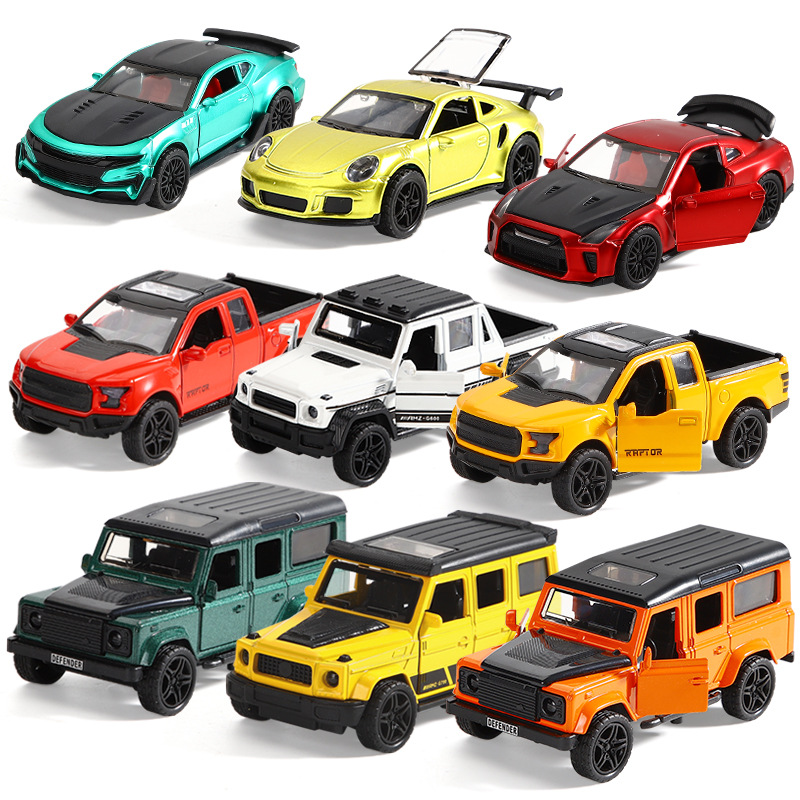 Children's 1:32 off-road alloy car sound and light double-door sports car model alloy rebound toy car Item Picture