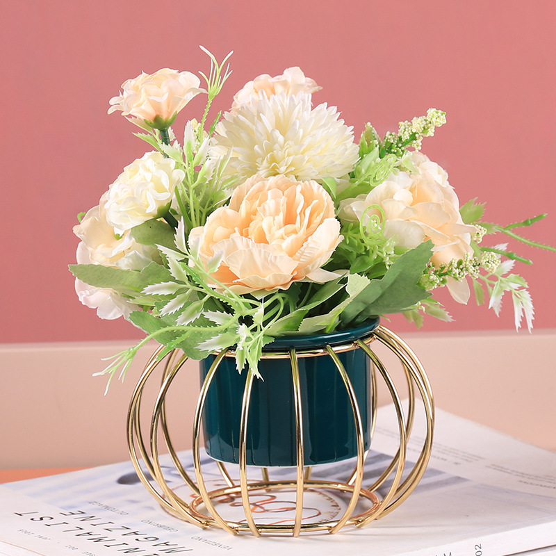 Nordic light luxury artificial potted plant artificial flower ornaments for home living room desktop decoration artificial flower and artificial plant potted plants Specification image