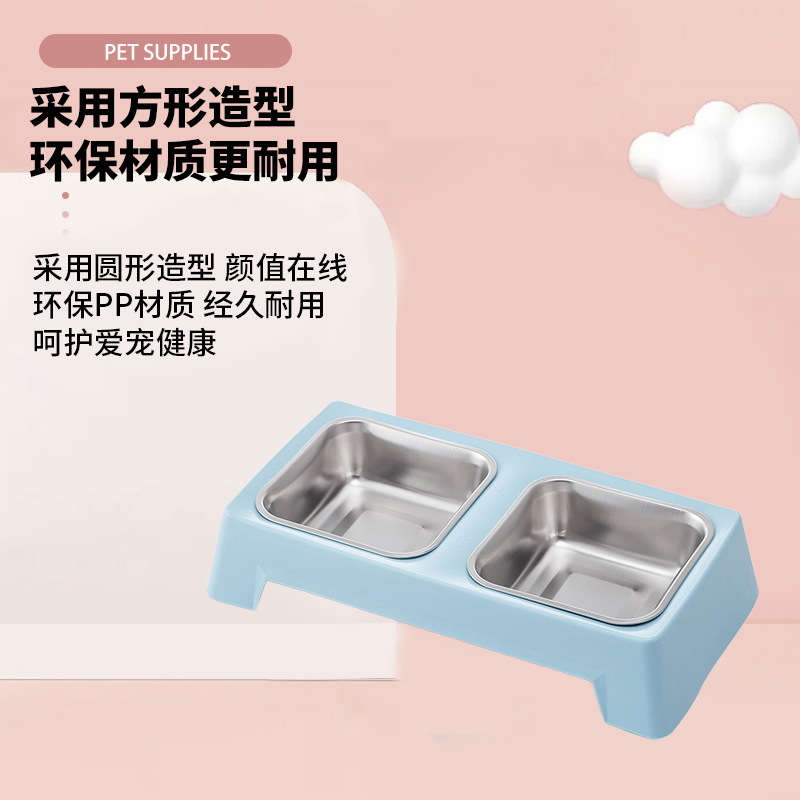 宠物用品批发正方形双碗宠物碗 食物碗宠物用品 狗狗用品