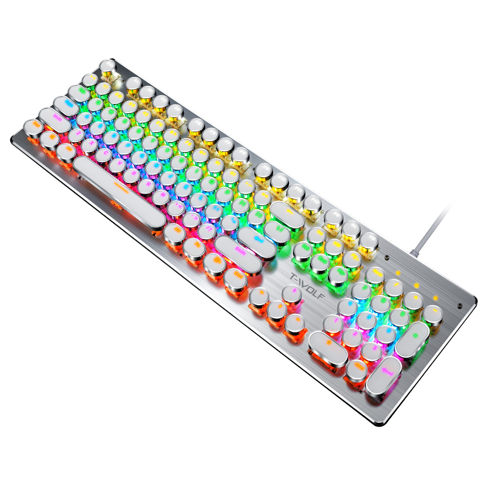 T-WOLF Thunder Wolf T75 Real mechanical keyboard wired RGB mixed light metal esports game retro punk blue axis Application Scenario