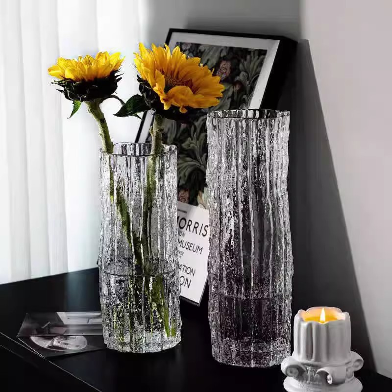 Vase ornaments, living room flower arrangements, transparent thickened glass, light luxury and high-end feel, creative water-grown lucky bamboo, water-cultivated fresh flowers details Picture