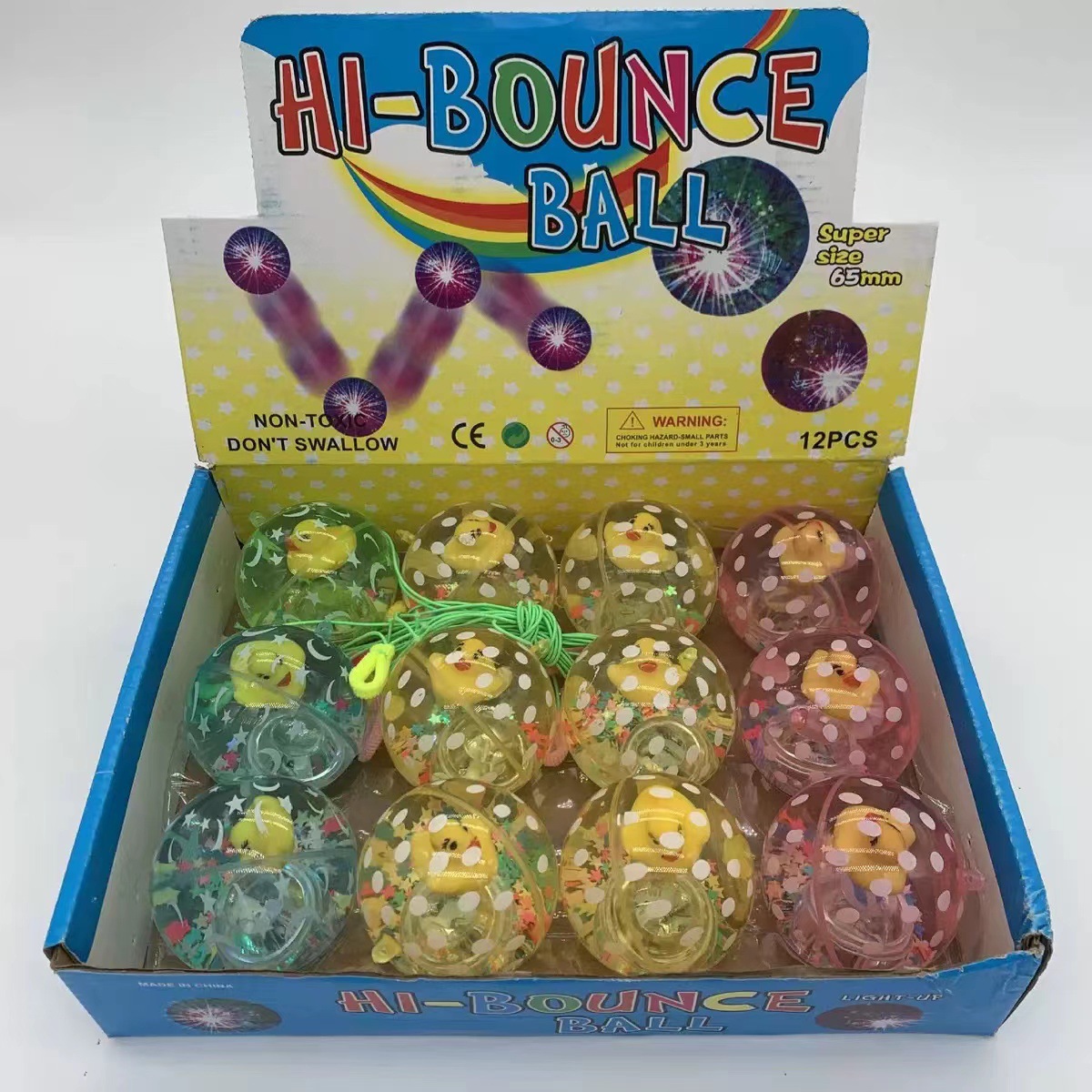Luminous Crystal Ball 6.5 Elastic Flashing Ribbon Crystal Ball Stall Supply Children's Luminous Toys Wholesale Specification drawing