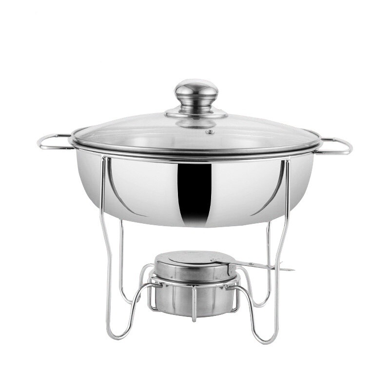 Magnetic stainless steel alcohol stove pot with glass lid for heat preservation, multi-functional buffet in hot pot hotel restaurants Item Picture