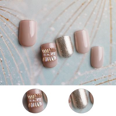 Short Square Head Soft Nail Stereoscopic Bow Nail Nail Product Can Be Detachable Wear Nail 30 Piece Belt Kit details Picture