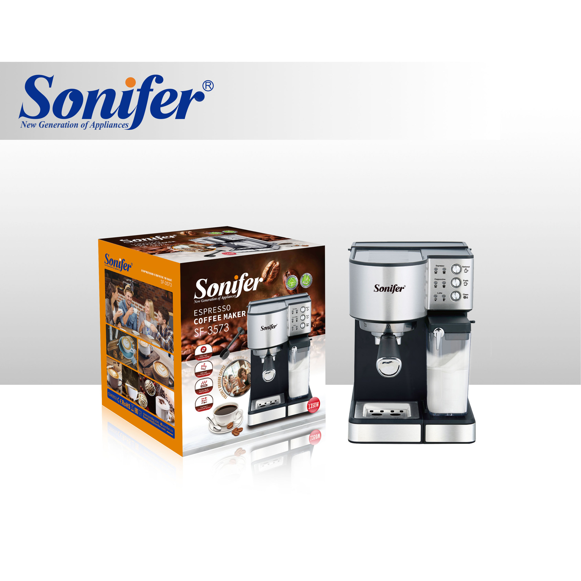 Sonifer 跨境家用研磨一体意式咖啡机coffee maker SF-3573