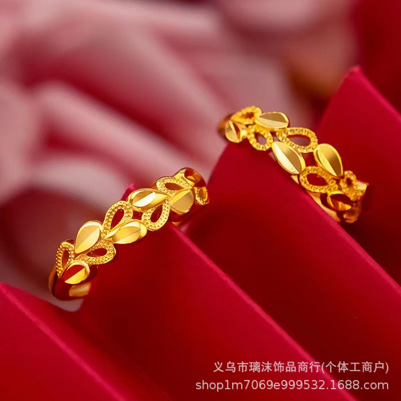 Fashionable and niche design, high-end bow women's ring, adjustable opening, gold-plated ring, brass sand-gold plated wholesale details Picture