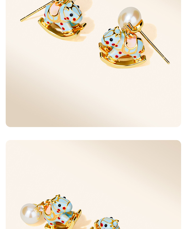 马上有好运 小马耳钉2026本命年吉祥马天然淡水珍珠耳环马上有钱耳环新年过年可爱耳饰女详情17