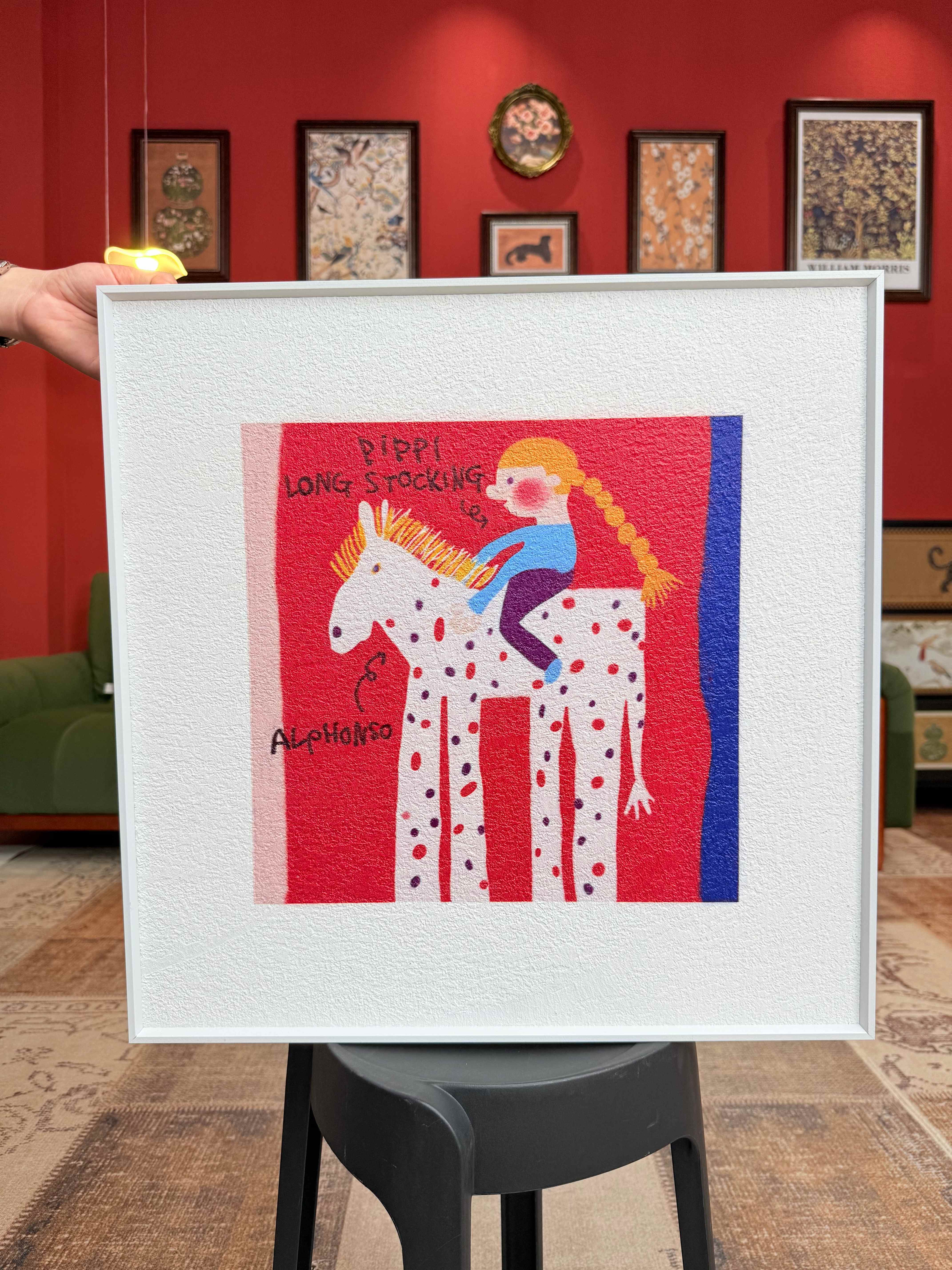 抽象多巴胺骑马女孩卧室装饰画 画饭厅卧室挂画 画D031小众装饰画 画5050详情3