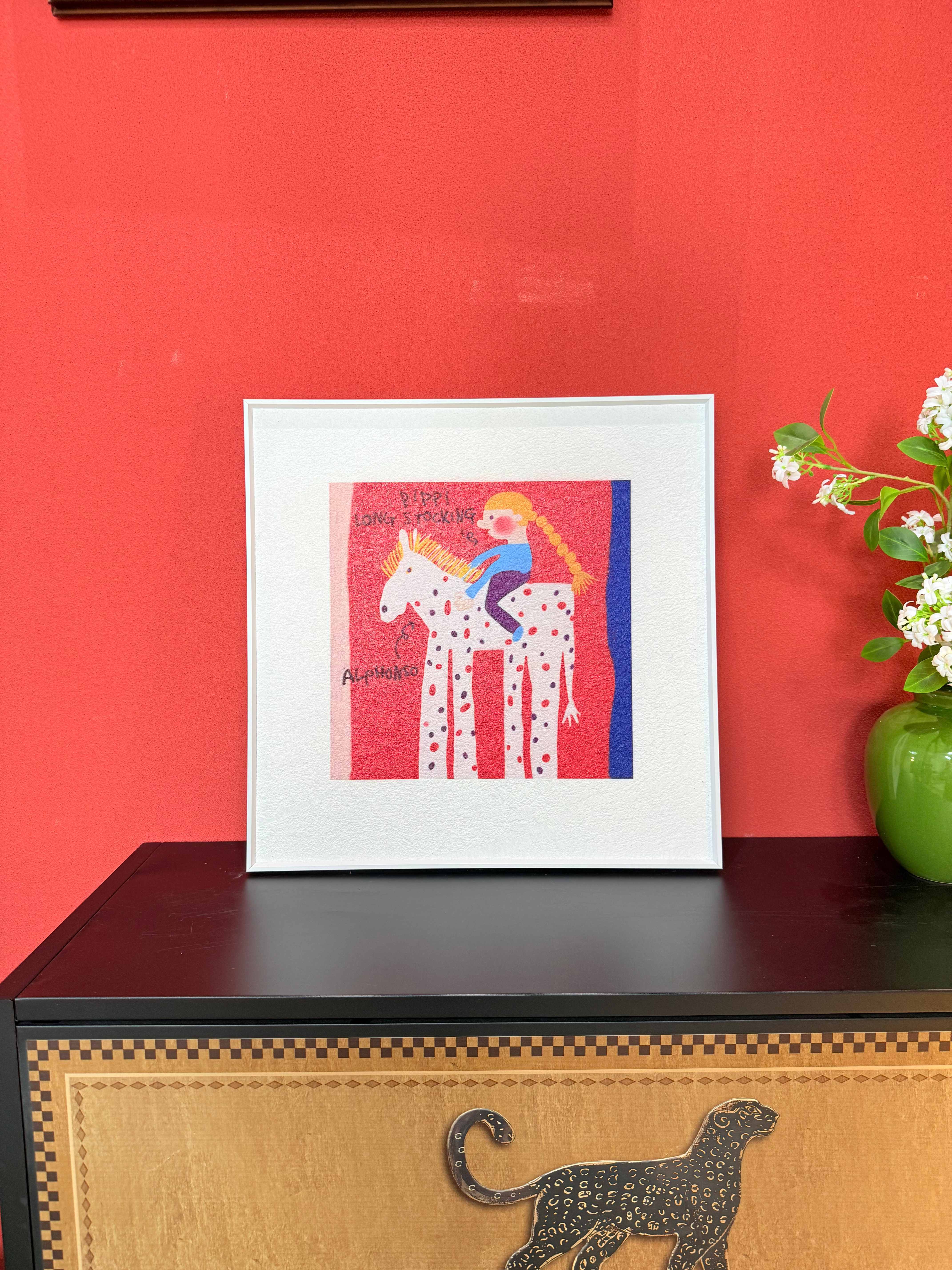 抽象多巴胺骑马女孩卧室装饰画 画饭厅卧室挂画 画D031小众装饰画 画5050详情1