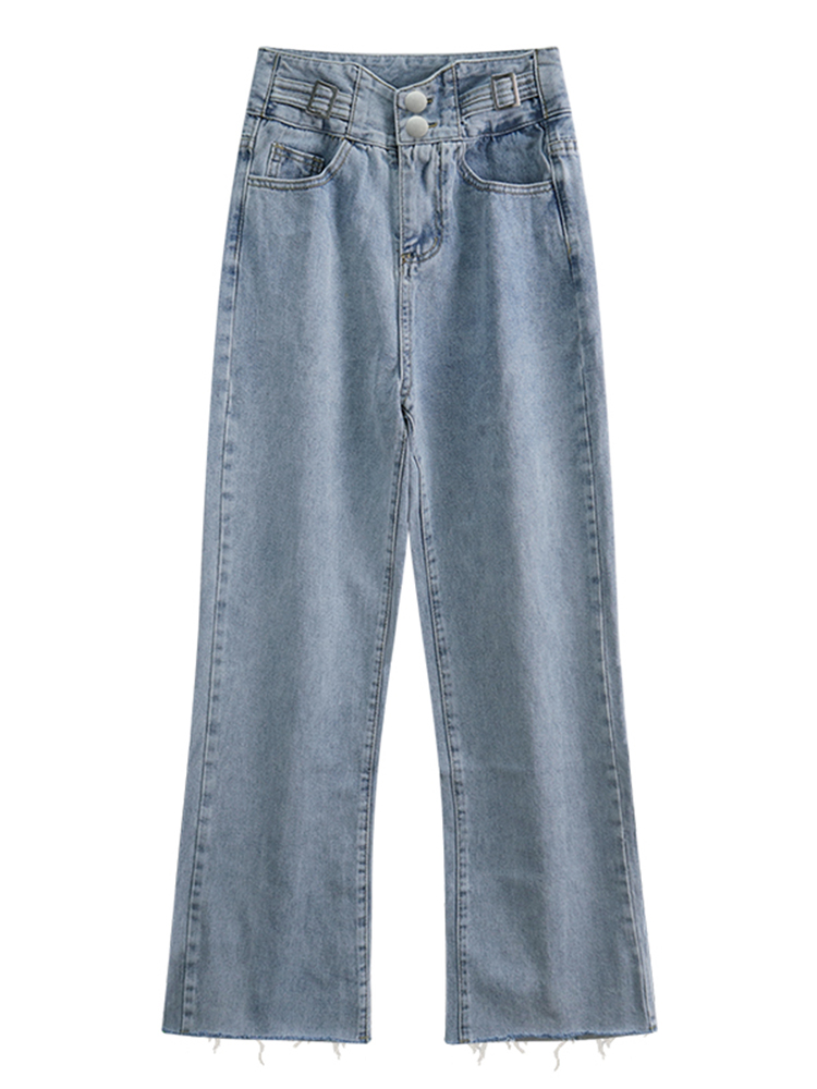 Women's summer thin jeans 2022 new style petite loose flared pants, slimming high-waisted wide-leg pants Item Picture