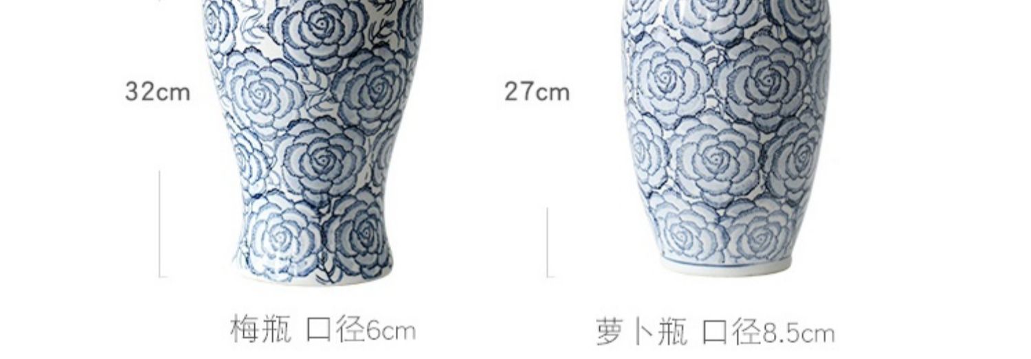 Ceramic blue and white porcelain vases, blue and white porcelain vase ornaments, home living room flower arrangement, TV cabinet decoration and arrangement pic 44