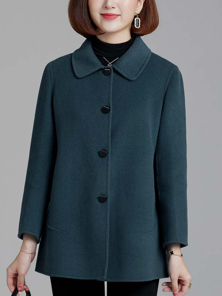Fashionable double-sided wool coat for middle-aged and elderly women, simple double-sided cashmere coat with a single breasted lapel for mothers Specification image