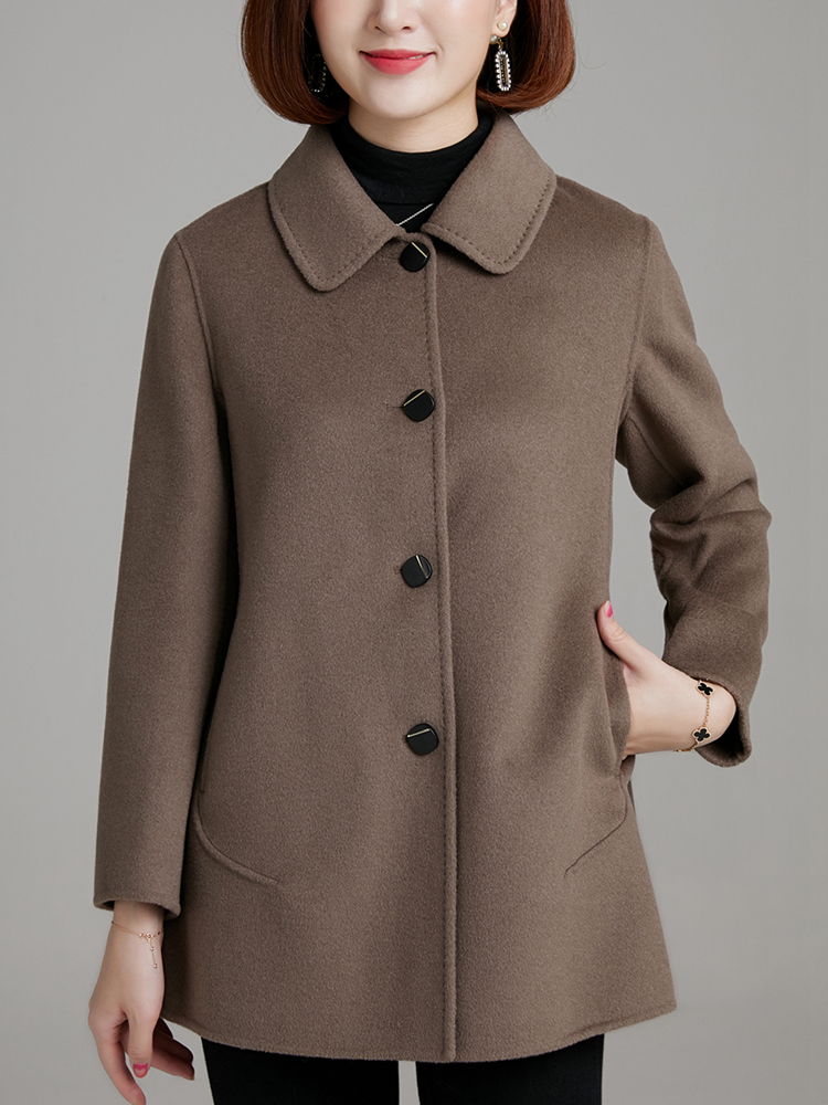 Fashionable double-sided wool coat for middle-aged and elderly women, simple double-sided cashmere coat with a single breasted lapel for mothers Application Scenario