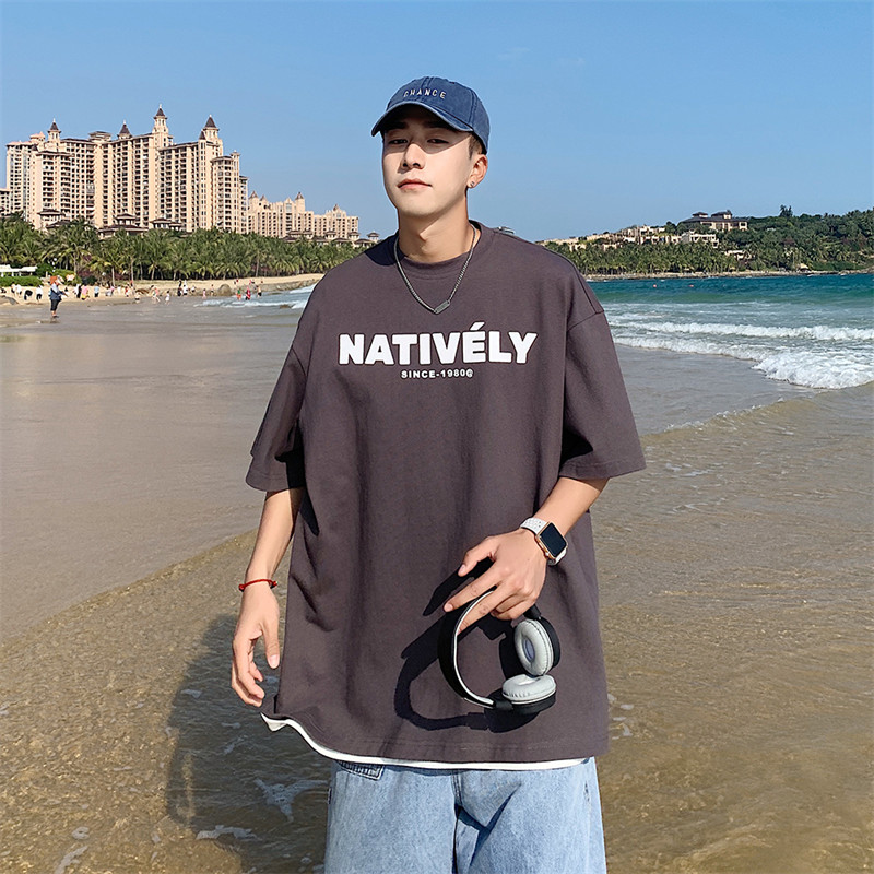 Men's short-sleeved T-shirt, summer oversized trendy and versatile clothing, ins high street streetwear brand American loose half-sleeve Application Scenario