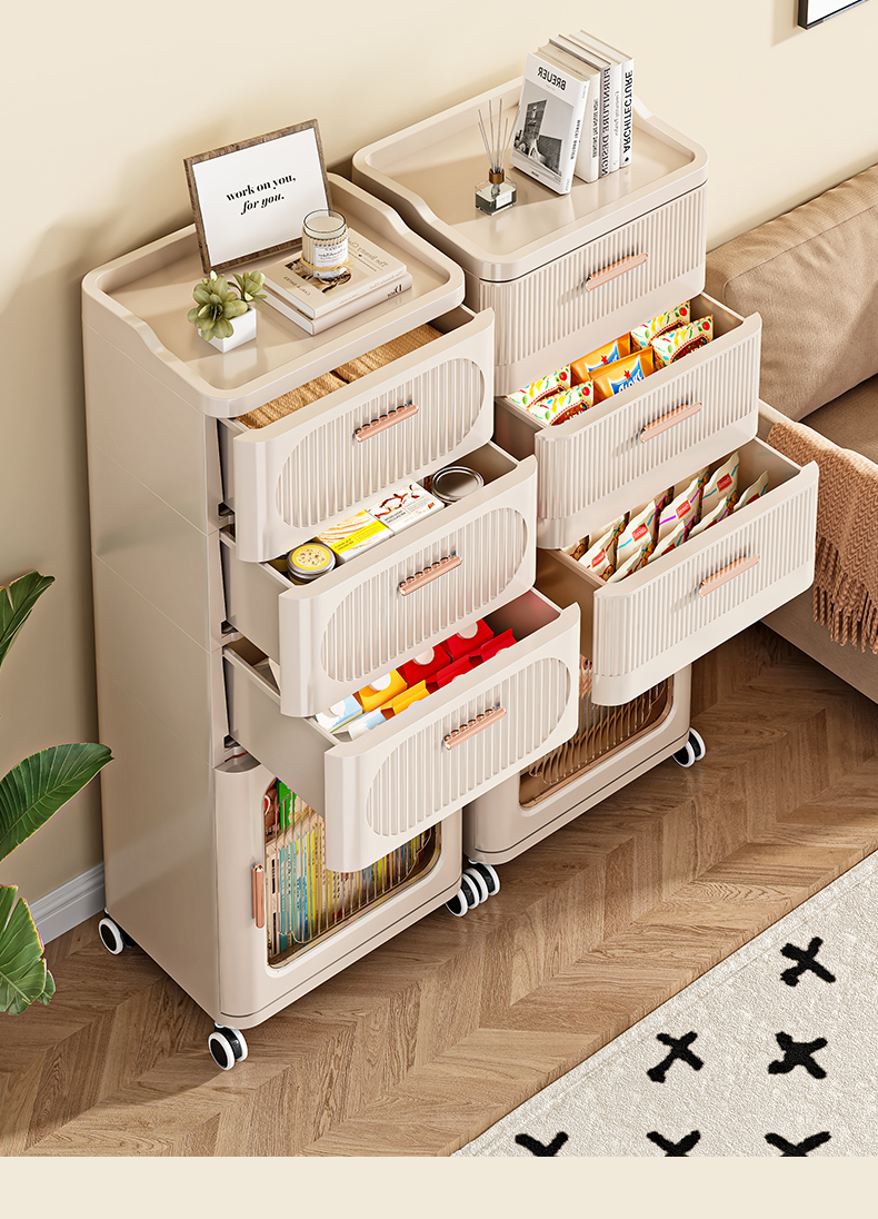 抽屉式收纳柜客厅零食置物柜多层夹缝储物柜家用卧室可移动床头柜详情6