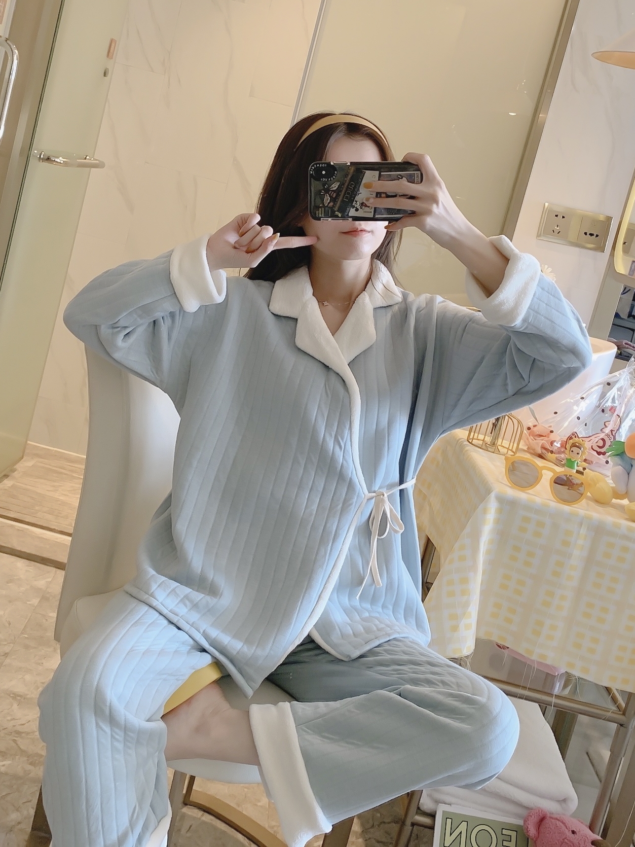 Spring and autumn pure cotton postpartum cotton pajamas for pregnant women, autumn and winter long-sleeved, October 11 warm breastfeeding sets