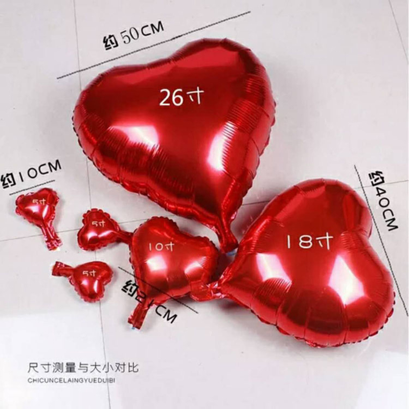 10寸18寸爱心形桃心铝膜铝箔气球生日派对浪漫结婚婚房装饰布置详情6