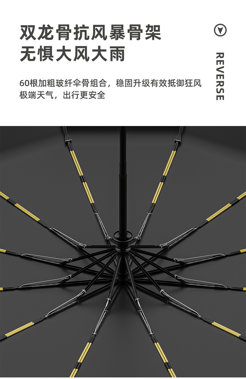 Custom-made all-automatic umbrella for men, enlarged and thickened 24-bone super large black rubber sun protection and shade umbrella, suitable for both weather and rain pic 5