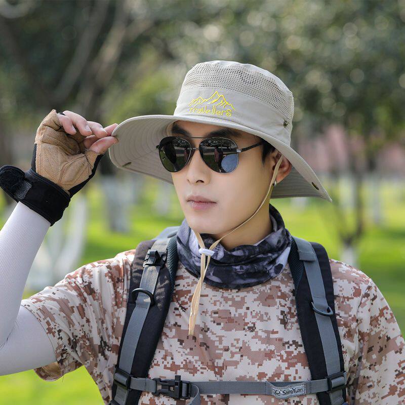 防晒帽子男士钓鱼帽夏季渔夫帽户外登山太阳帽遮脸防紫外线遮阳帽详情14