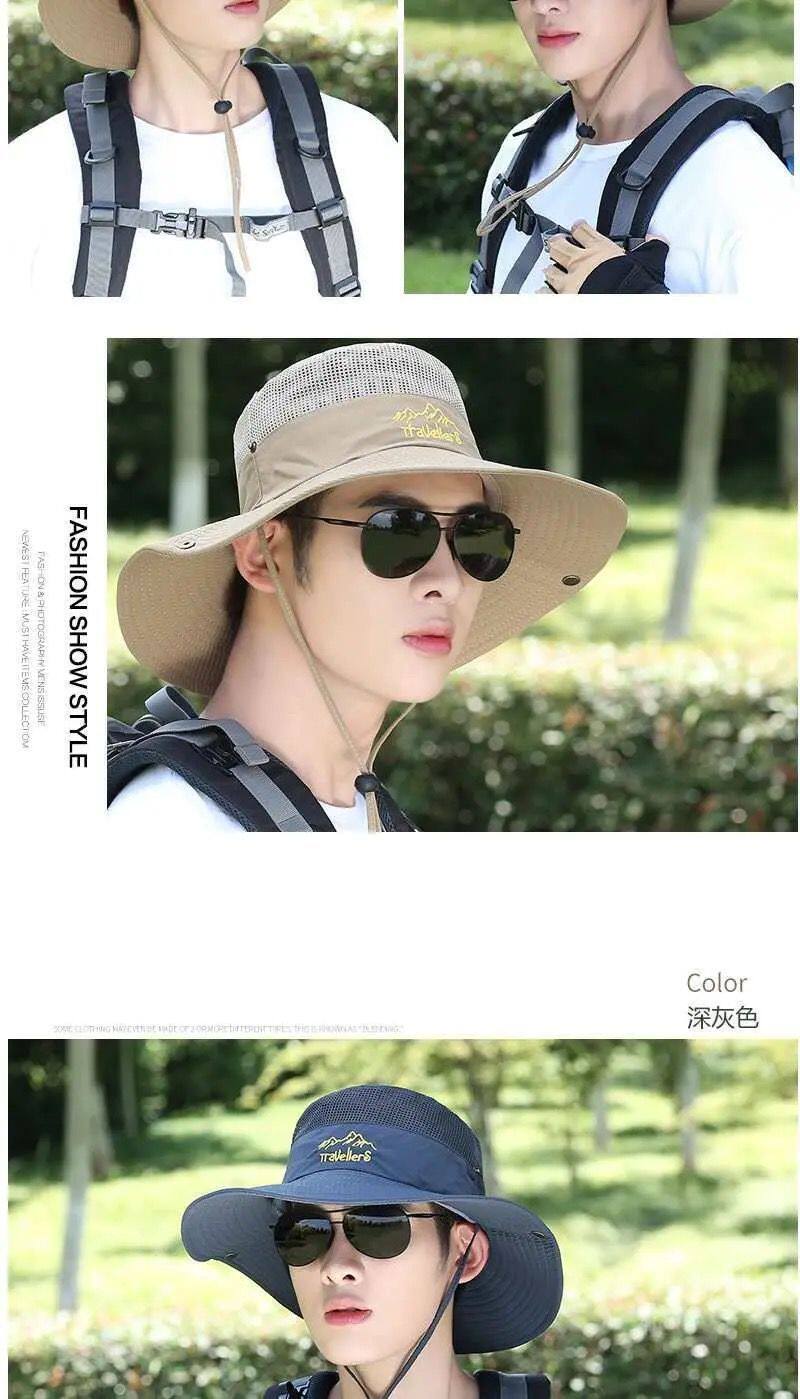 防晒帽子男士钓鱼帽夏季渔夫帽户外登山太阳帽遮脸防紫外线遮阳帽详情6