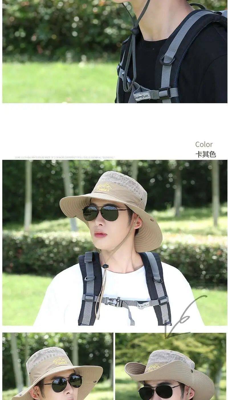 防晒帽子男士钓鱼帽夏季渔夫帽户外登山太阳帽遮脸防紫外线遮阳帽详情5