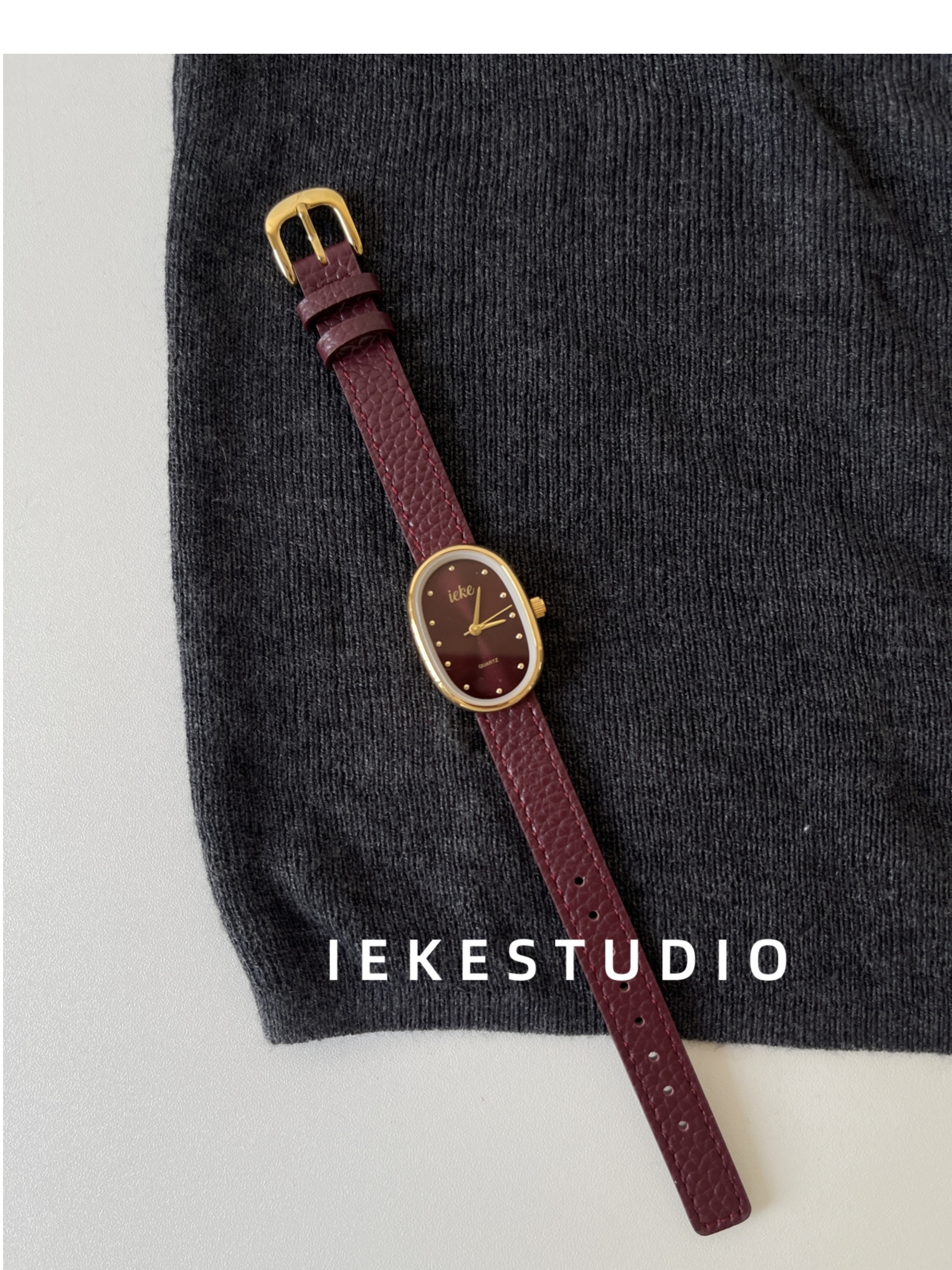 IEKE 中古风高级感时尚气质女士手表时髦复古vintage精致石英表详情30