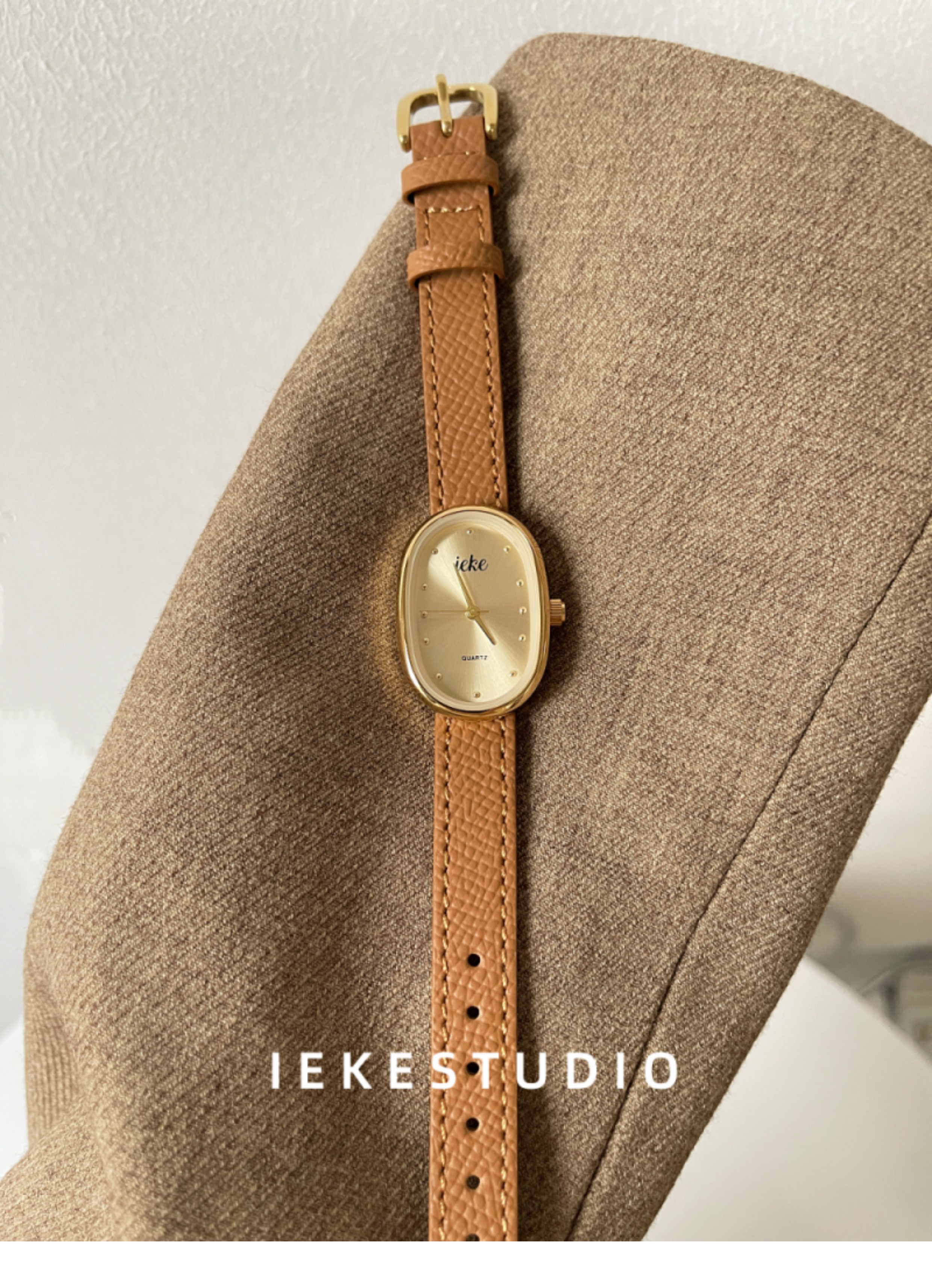 IEKE 中古风高级感时尚气质女士手表时髦复古vintage精致石英表详情6