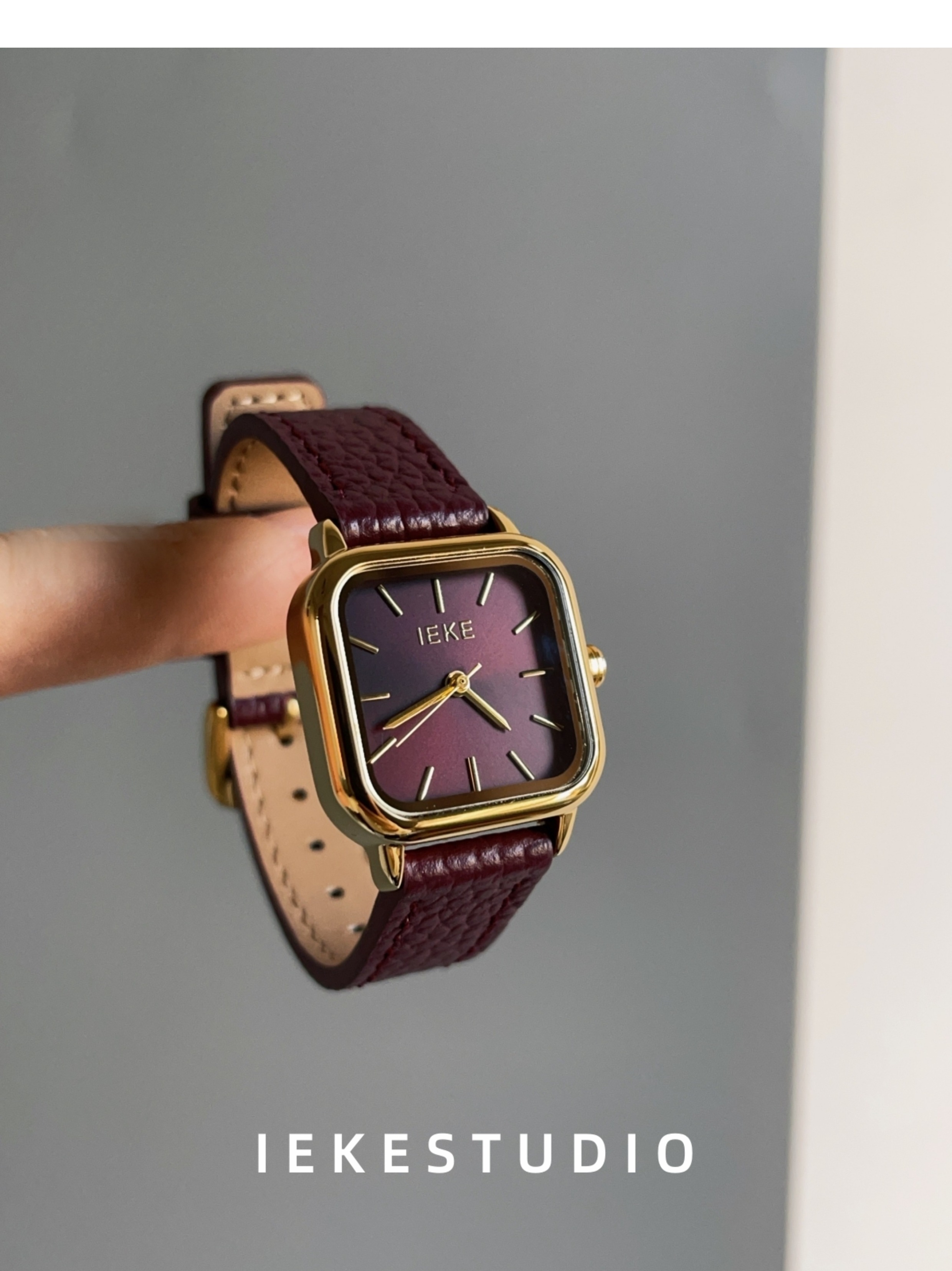 IEKE 中古风高级感时尚气质女士手表时髦复古vintage精致石英表详情13