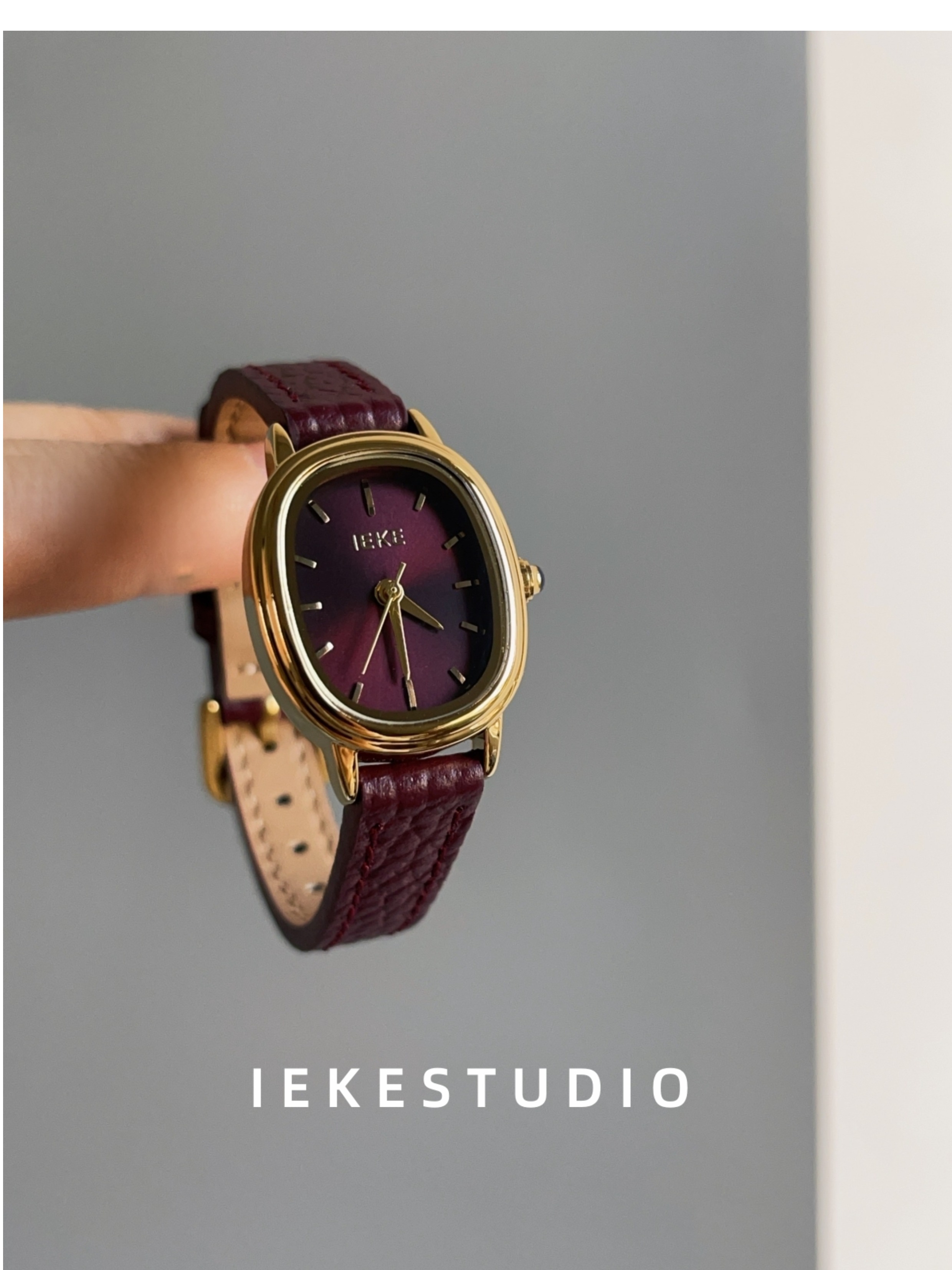 IEKE 中古风高级感时尚气质女士手表时髦复古vintage精致石英表详情17